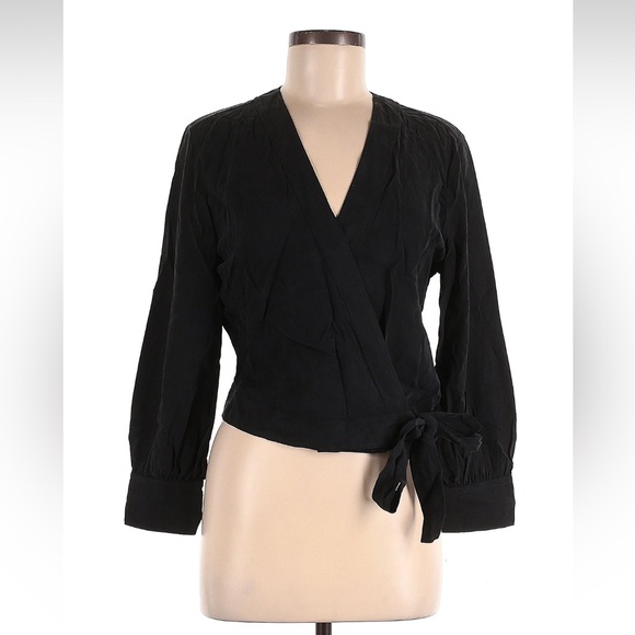 Everlane Tops - Everlane The Washable Silk Wrap Top in Black Size 8